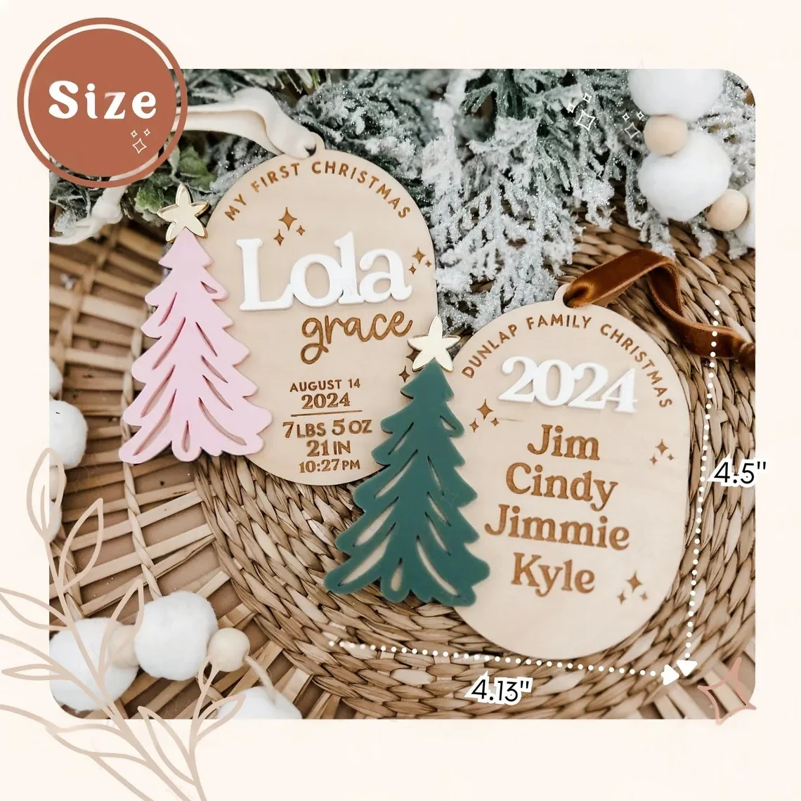 Personalized Baby Ornament | My First Christmas Custom Name Ornament | Baby Stats Gift - Image 6