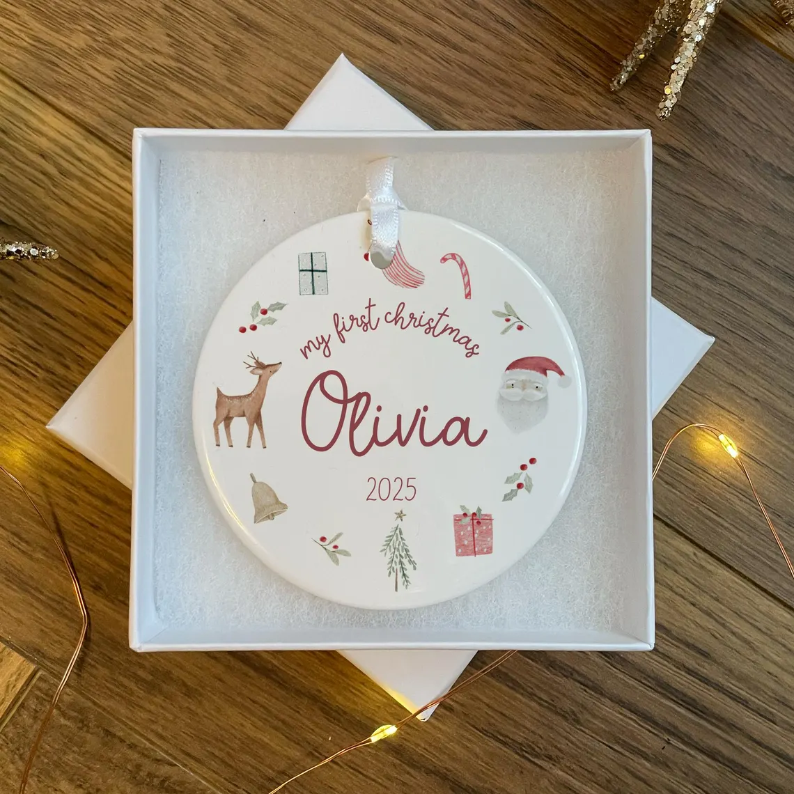 Personalized Baby’s First Christmas Bauble | Ceramic Ornament Keepsake - Image 2
