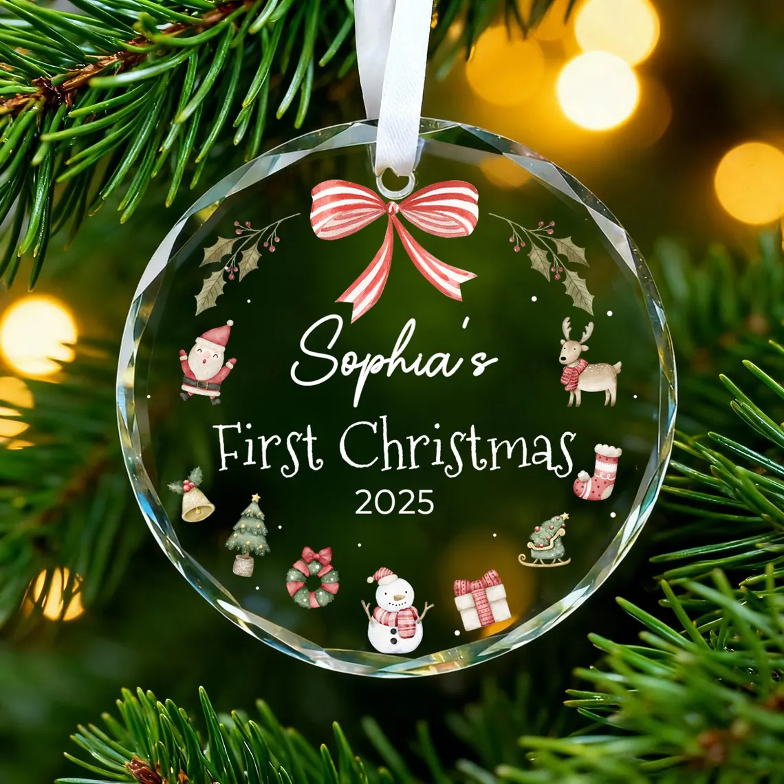 Personalized Baby’s First Christmas Ornament 2025 | Glass Keepsake - Image 2