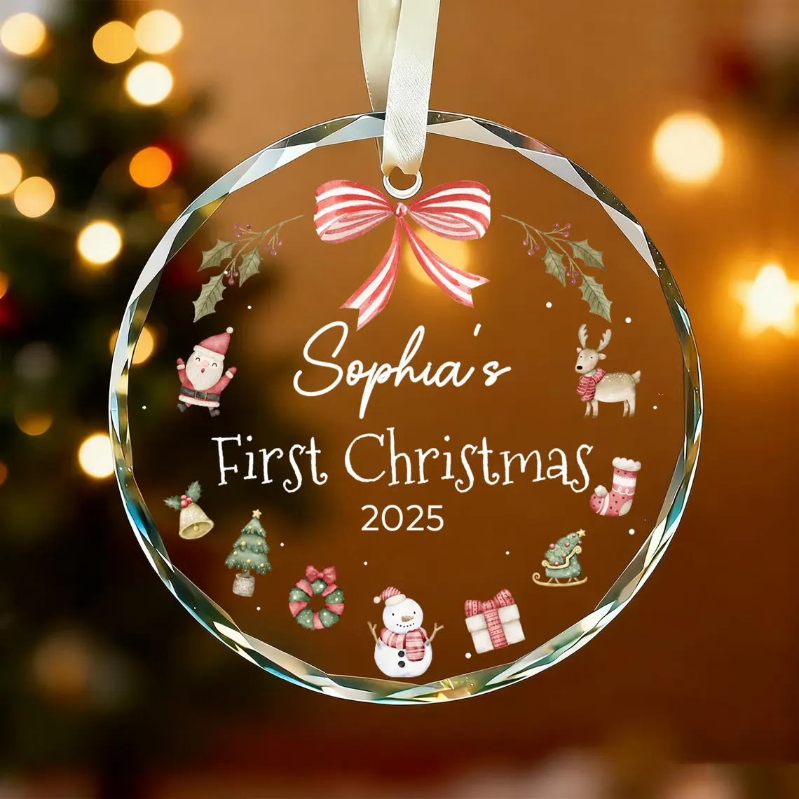 Personalized Baby’s First Christmas Ornament 2025 | Glass Keepsake - Image 3