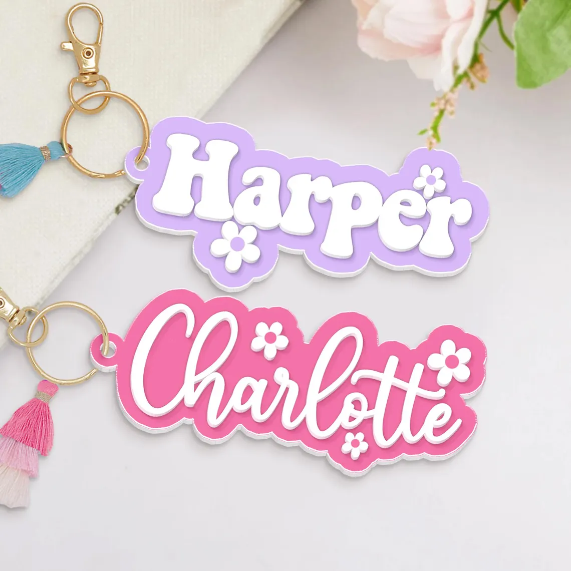 Personalized Backpack Name Tag for Kids – Cute Acrylic Keychain - Image 5