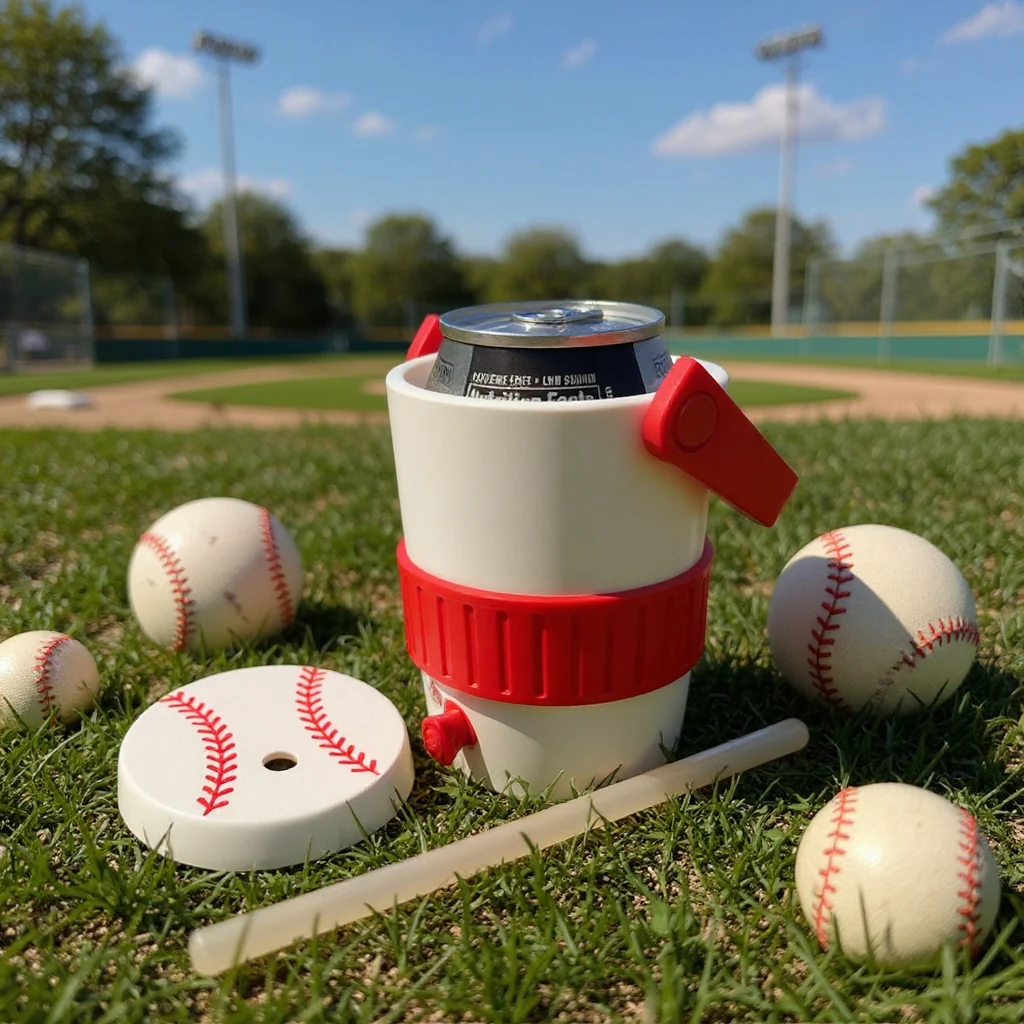 Personalized Baseball & Softball Mini Cooler Can Holder Keychain - Image 2