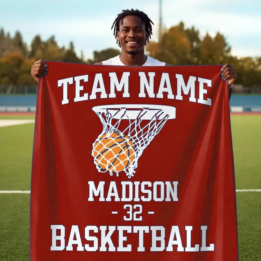 Personalized Basketball Blanket – Custom Name Team Gift