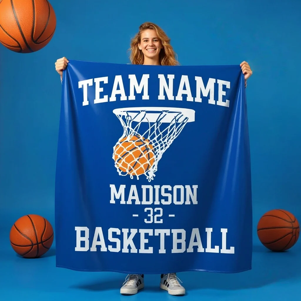 Personalized Basketball Blanket – Custom Name Team Gift - Image 2