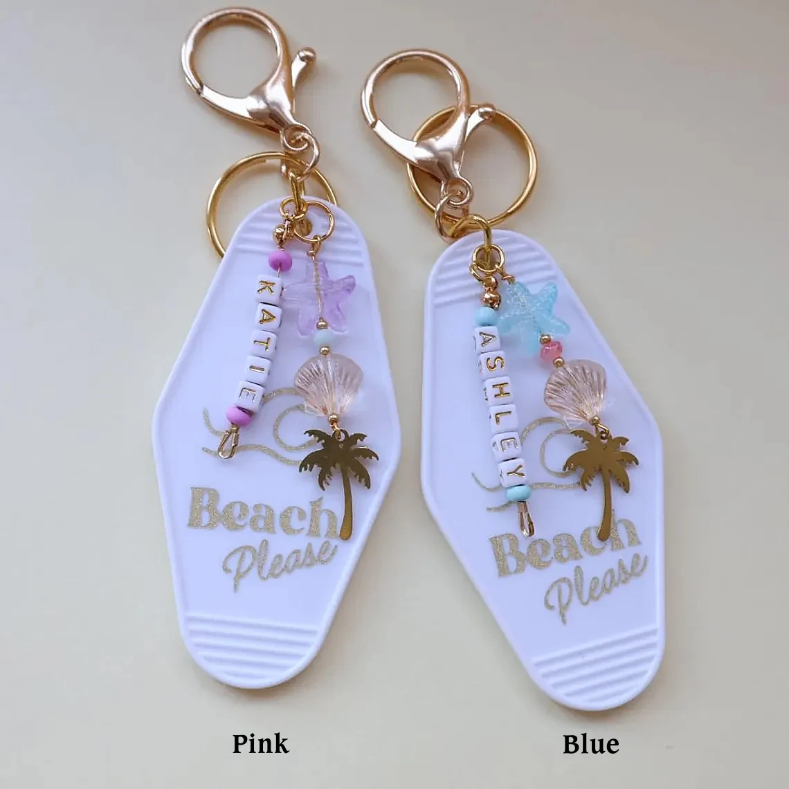 Custom Beach Motel Keychain – Seashell & Palm Tree Charm Gift - Image 3