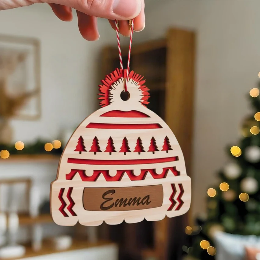Personalized Beanie Hat Christmas Ornaments – Custom Name Décor - Image 2
