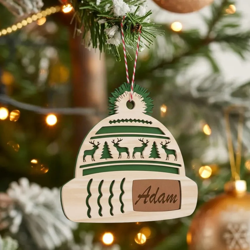 Personalized Beanie Hat Christmas Ornaments – Custom Name Décor - Image 3