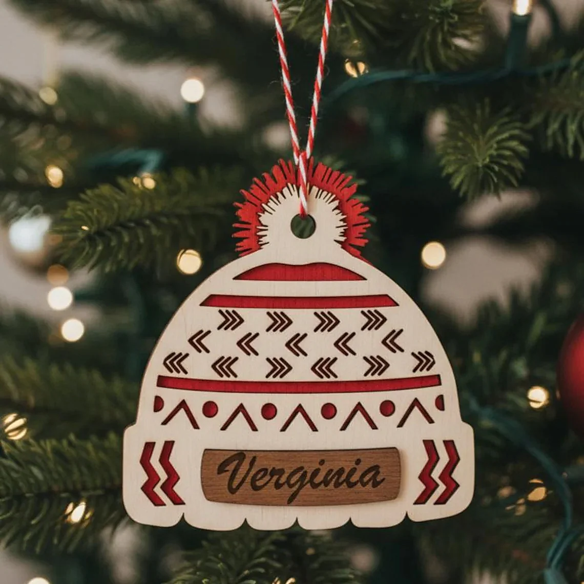 Personalized Beanie Hat Christmas Ornaments – Custom Name Décor - Image 5