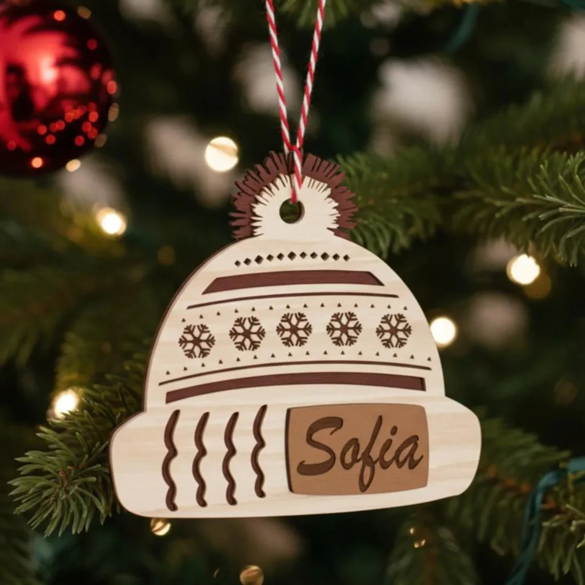 Personalized Beanie Hat Christmas Ornaments – Custom Name Décor - Image 6