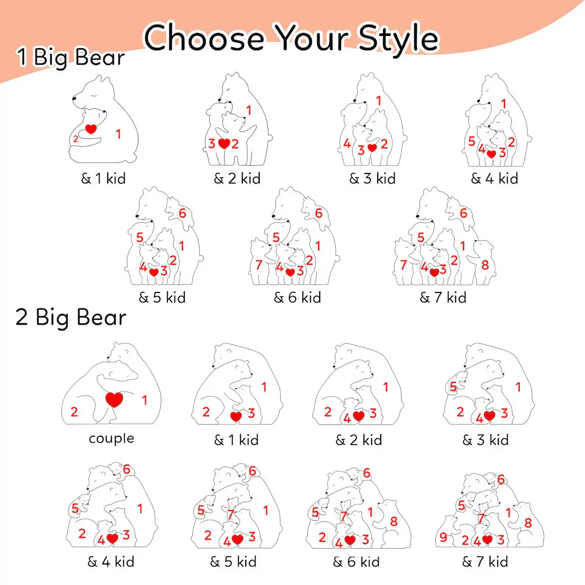 Personalized Bear Family Puzzle Sign – Custom Mother’s Day Gift - Image 11