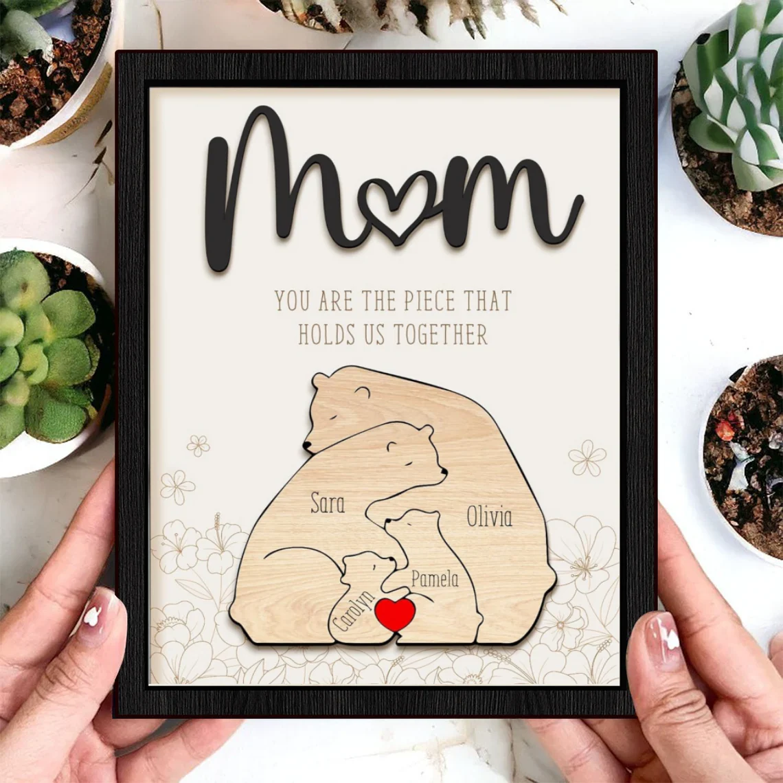 Personalized Bear Family Puzzle Sign – Custom Mother’s Day Gift - Image 2