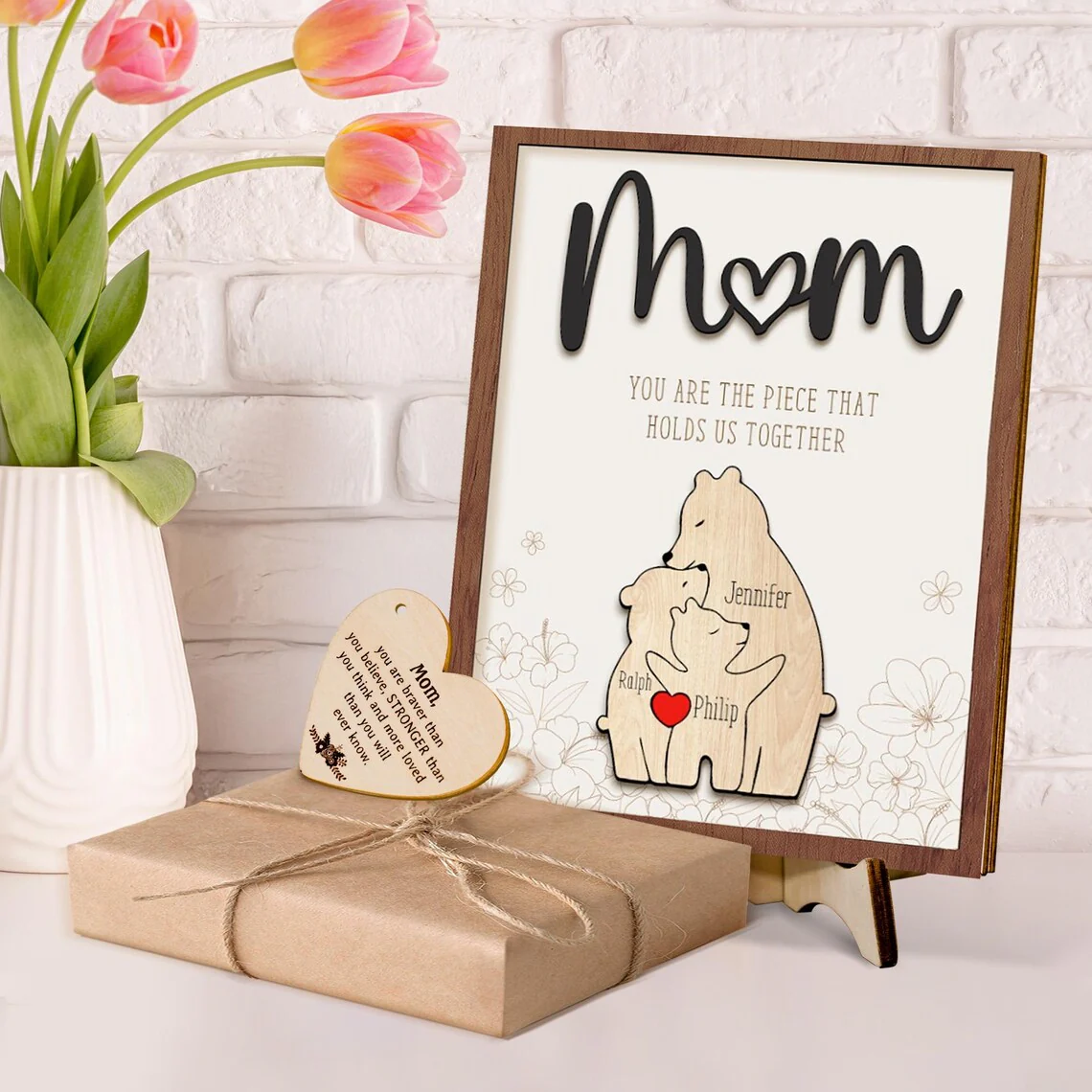 Personalized Bear Family Puzzle Sign – Custom Mother’s Day Gift - Image 4