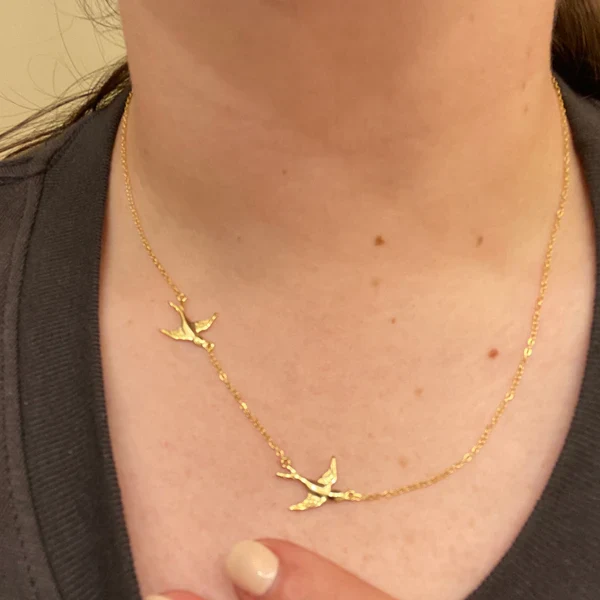 Personalized Bird Necklace with Birthstone Gift for Her - Image 5