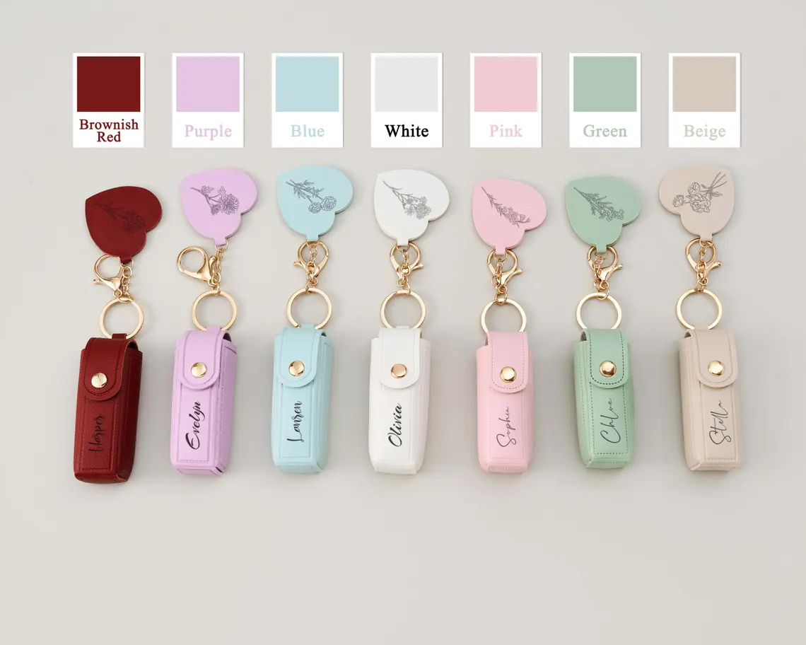 Personalized Birth Flower Lipstick Case with Mirror – Custom Gift - Image 10