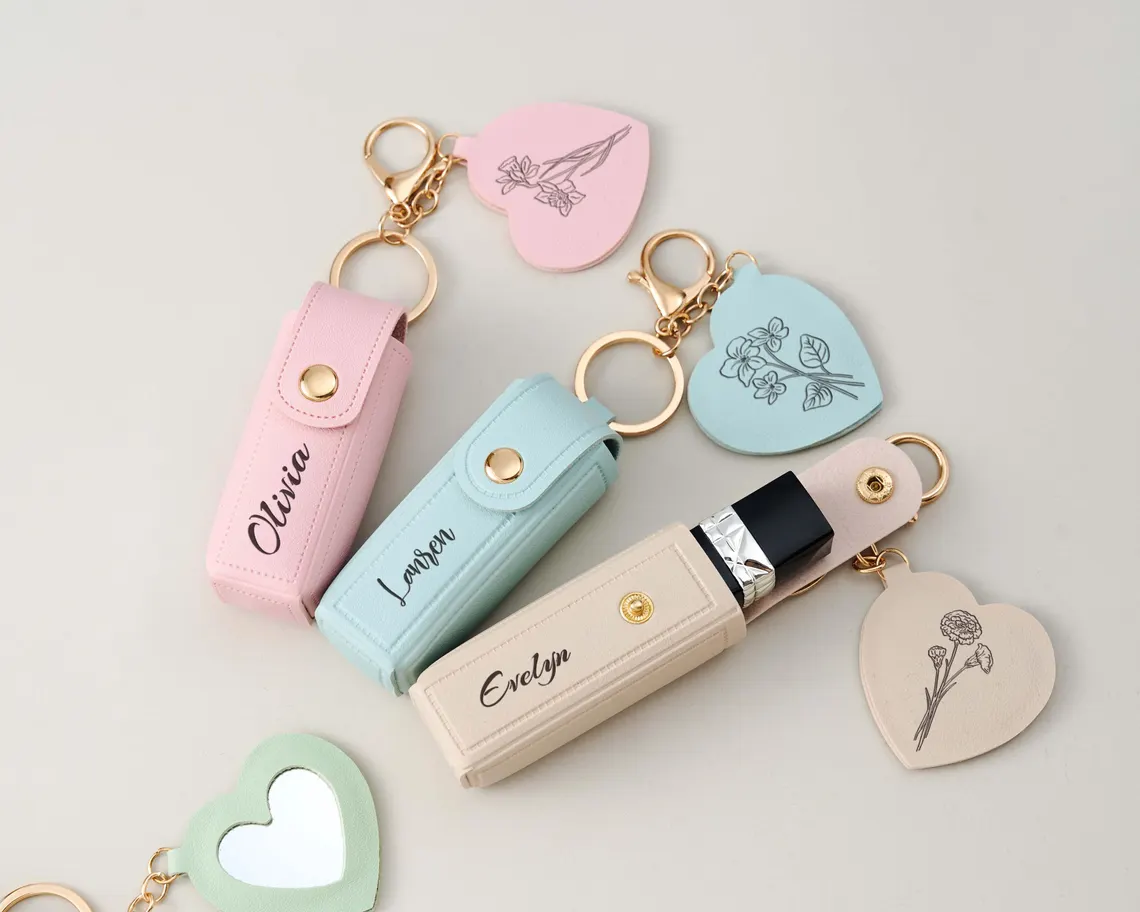 Personalized Birth Flower Lipstick Case with Mirror – Custom Gift - Image 4
