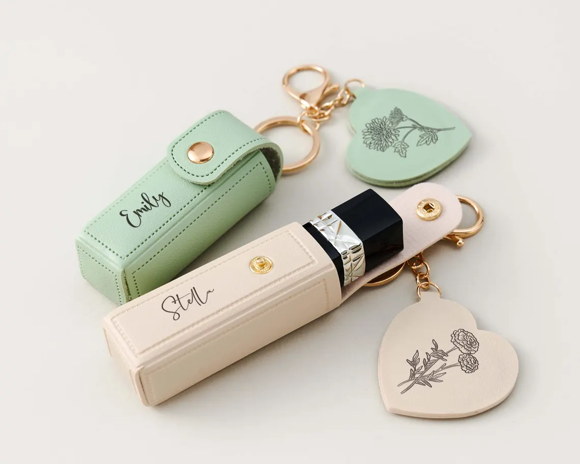 Personalized Birth Flower Lipstick Case with Mirror – Custom Gift - Image 5
