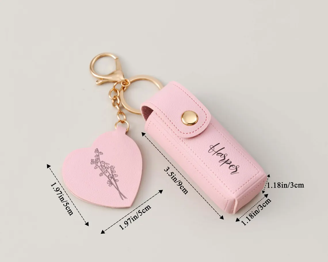 Personalized Birth Flower Lipstick Case with Mirror – Custom Gift - Image 9