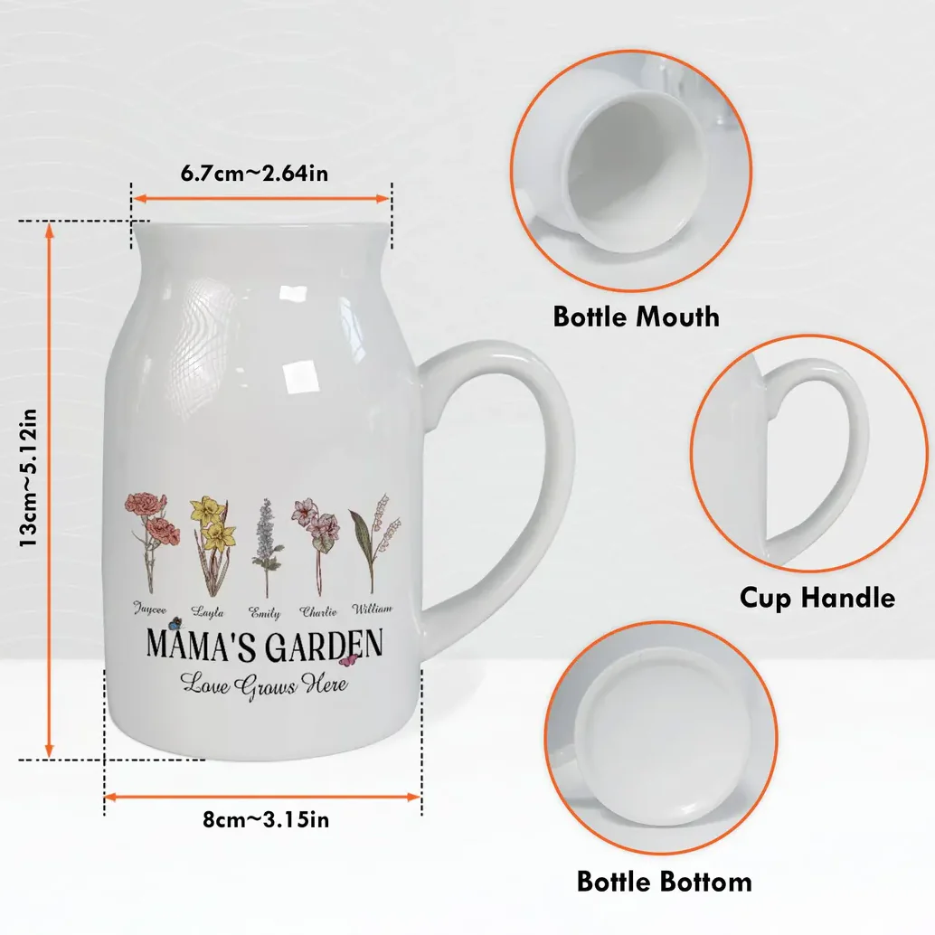 Personalized Birth Flowers Vase - Custom Family Names Vase/Pot/Mug, Plant Lover Gift - Image 12