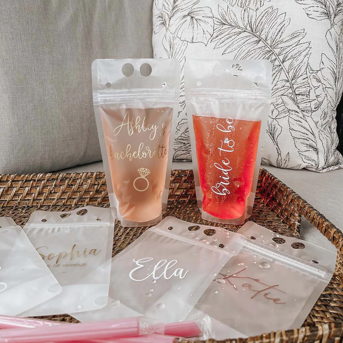 Personalized Bridesmaid Drink Pouches | Bachelorette Party Favors - Image 3