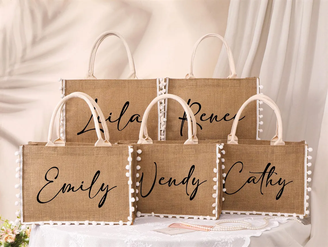 Personalized Bridesmaid Jute Tote Bag – Custom Burlap Gift - Image 3