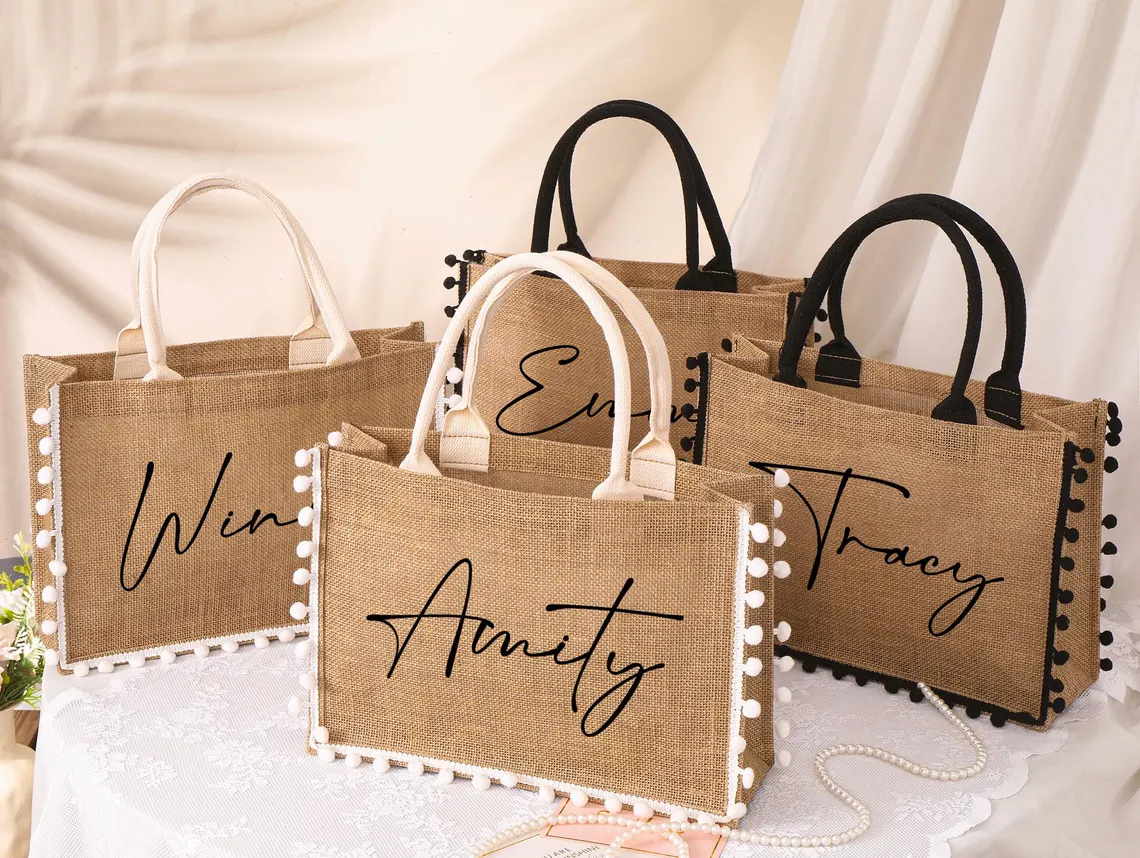 Personalized Bridesmaid Jute Tote Bag – Custom Burlap Gift - Image 5