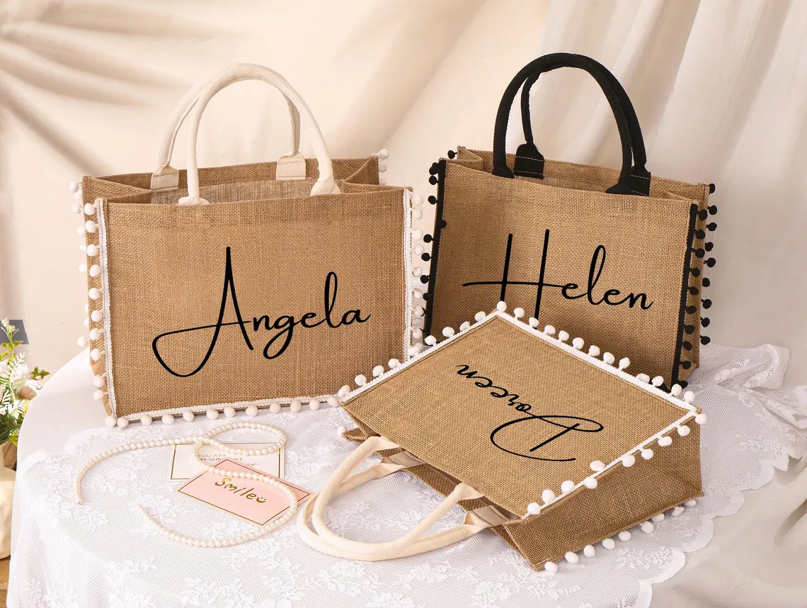 Personalized Bridesmaid Jute Tote Bag – Custom Burlap Gift - Image 6