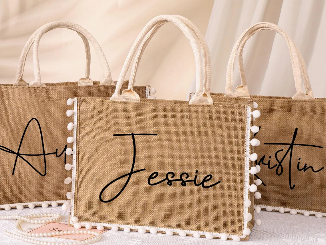 Personalized Bridesmaid Jute Tote Bag – Custom Burlap Gift - Image 8