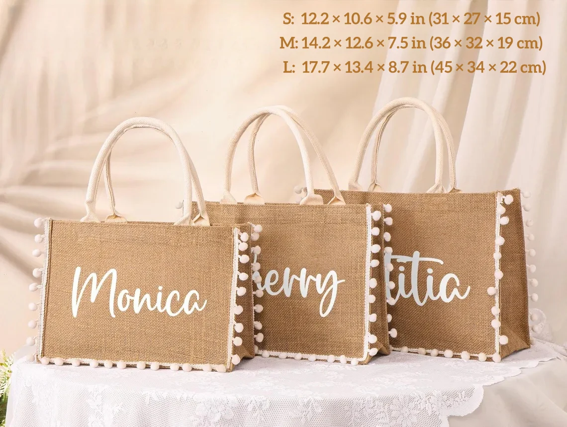 Personalized Bridesmaid Jute Tote Bag – Custom Burlap Gift - Image 9