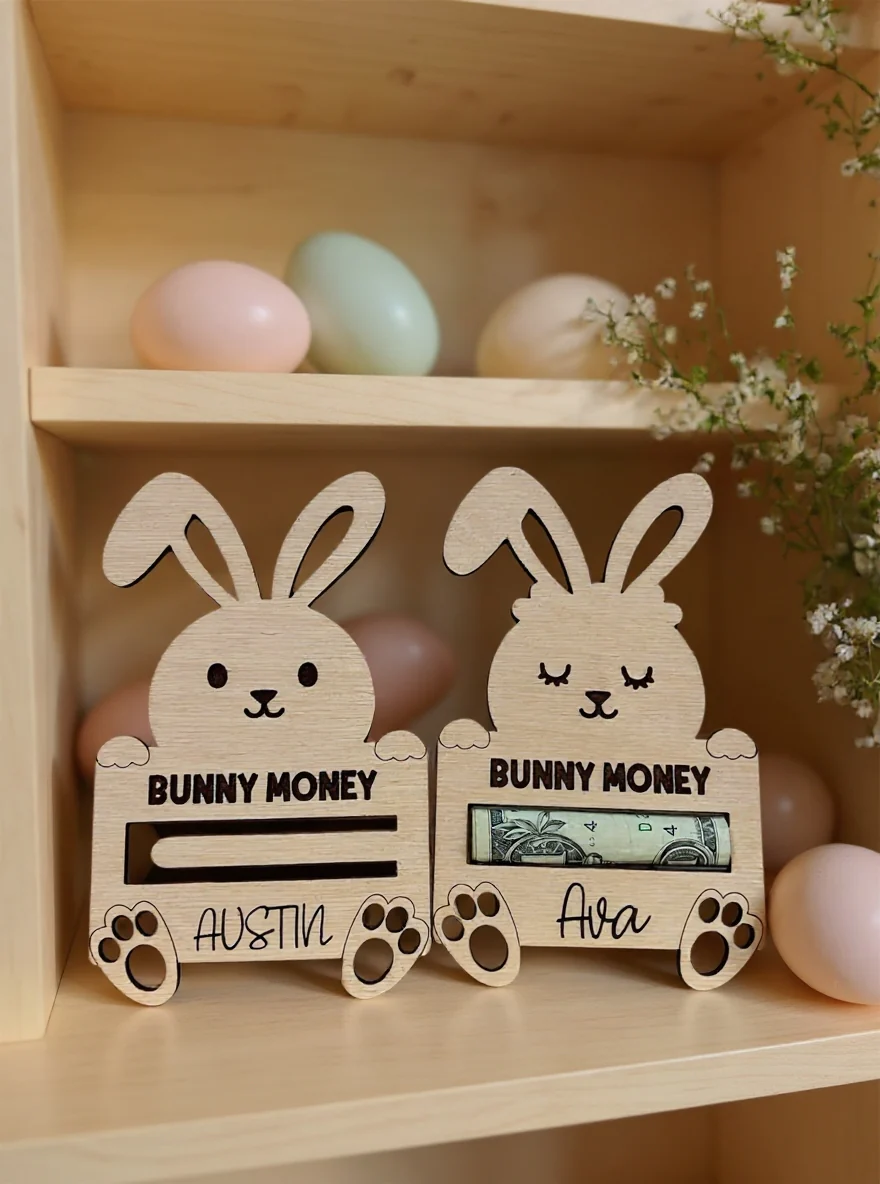 Personalized Bunny Money Holder Easter Basket Gift Tag - Image 3