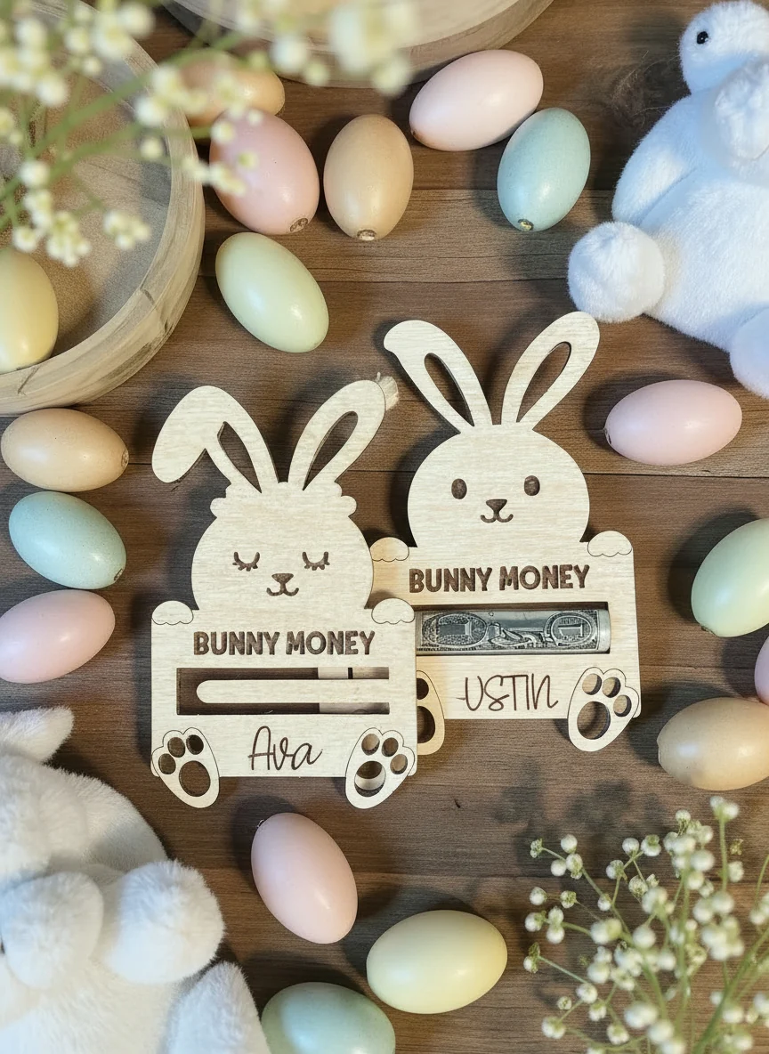 Personalized Bunny Money Holder Easter Basket Gift Tag - Image 4