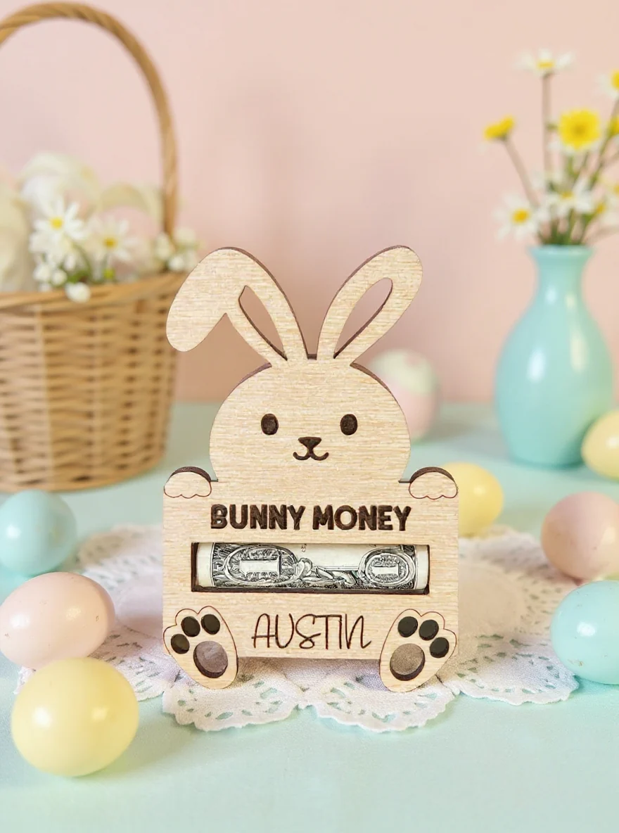 Personalized Bunny Money Holder Easter Basket Gift Tag - Image 5