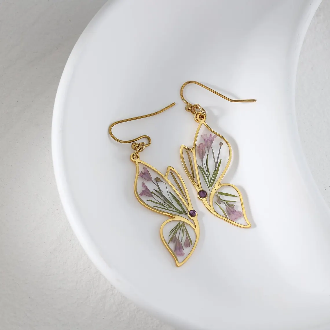 Personalized Butterfly Birthstone Earrings – Handmade Resin Jewelry - Image 4