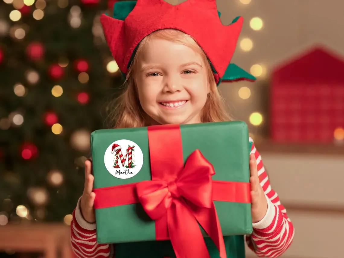 Personalized Candy Cane Christmas Name Labels – Festive Gift Stickers - Image 6