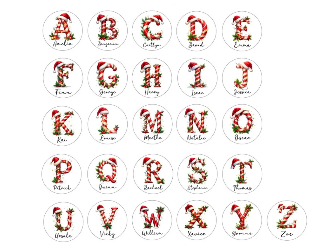 Personalized Candy Cane Christmas Name Labels – Festive Gift Stickers - Image 7