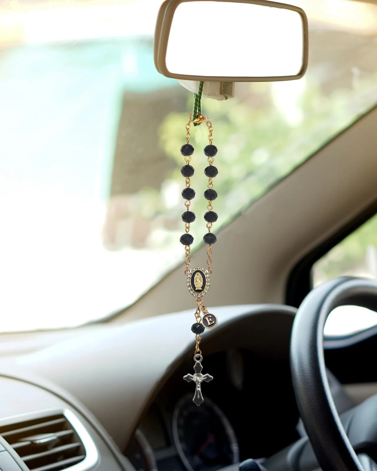 Personalized Car Rosary – Virgin of Guadalupe Rearview Mirror Charm - Image 10