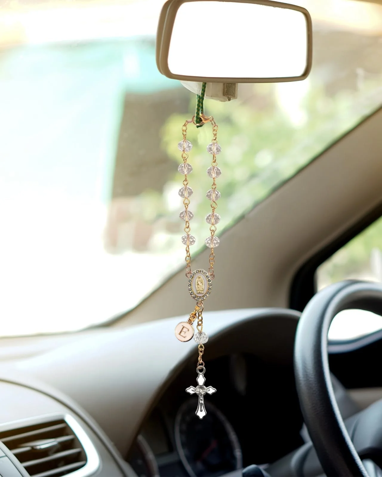 Personalized Car Rosary – Virgin of Guadalupe Rearview Mirror Charm - Image 11