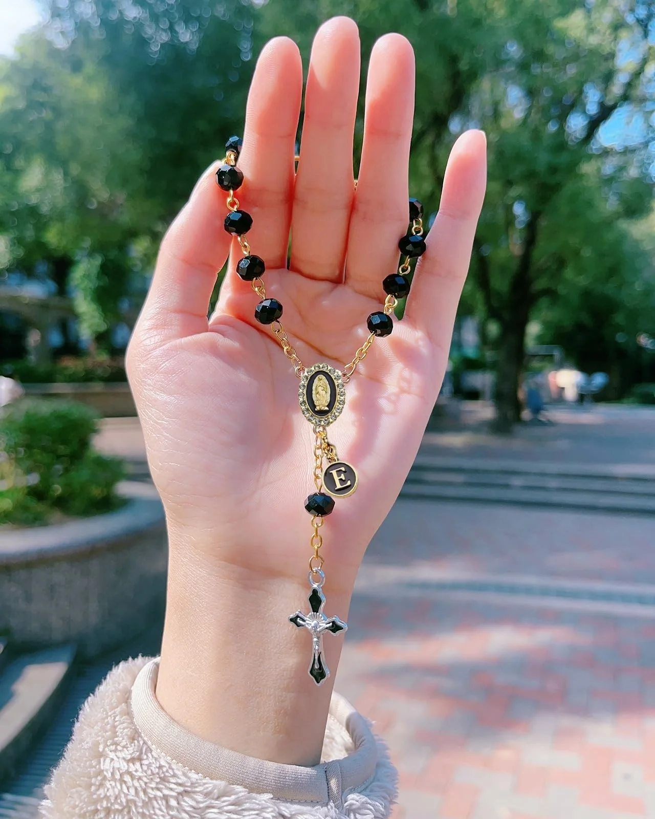 Personalized Car Rosary – Virgin of Guadalupe Rearview Mirror Charm - Image 3