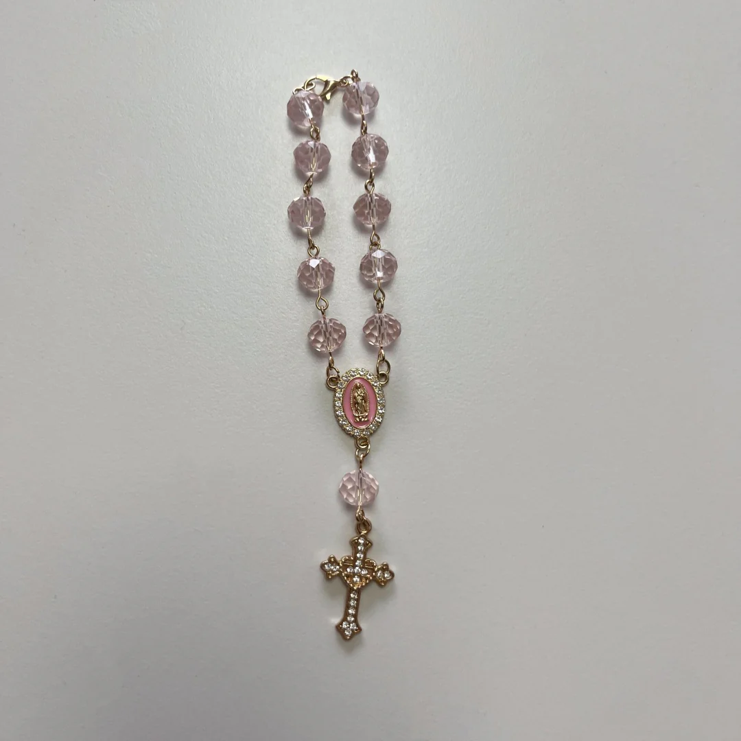 Personalized Car Rosary with Custom Initial – Virgin of Guadalupe Charm - Image 3