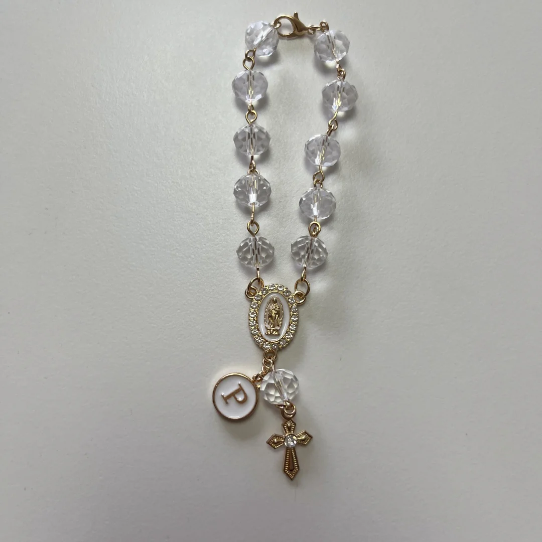 Personalized Car Rosary with Custom Initial – Virgin of Guadalupe Charm - Image 5