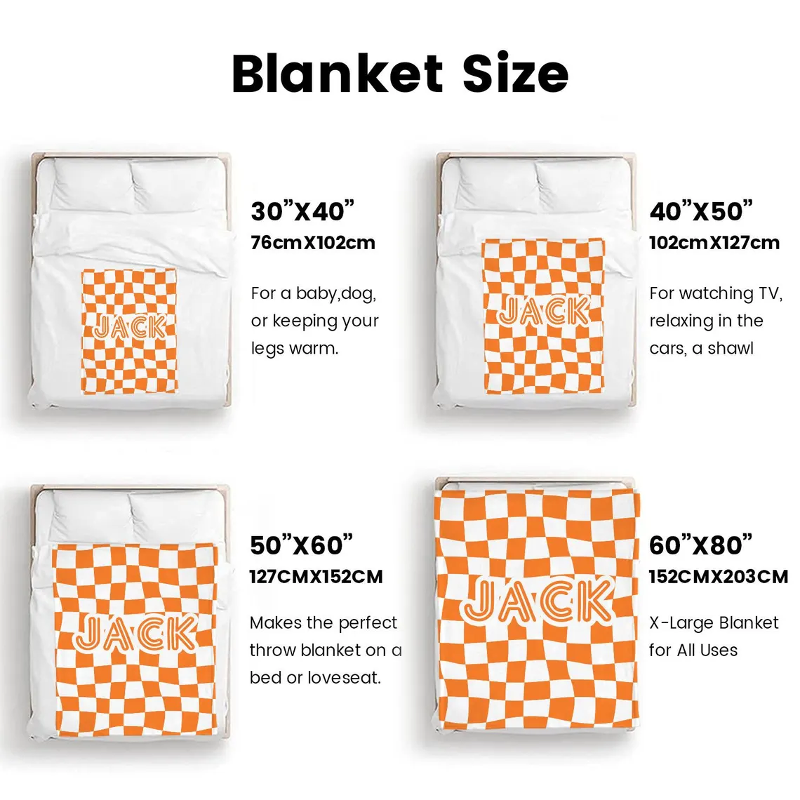 Personalized Checkerboard Blanket – Custom Name Sherpa & Flannel Throws - Image 7