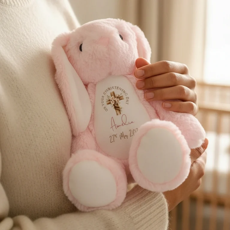Personalized Christening Bunny Plush – Custom Name & Date Gift - Image 3