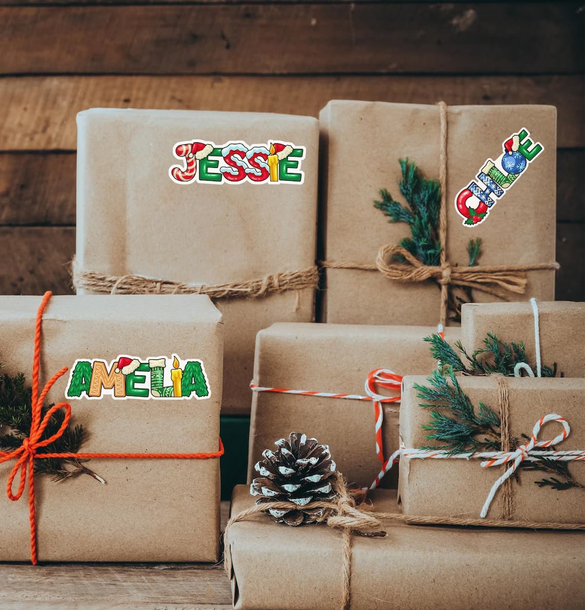 Personalized Christmas Gift Labels | Custom Name Stickers Set - Image 2