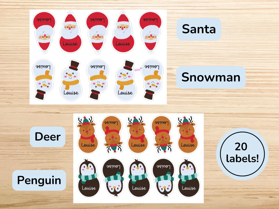 Personalized Christmas Gift Tags Stickers | Set of 20 Holiday Labels - Image 3