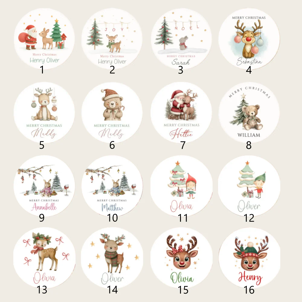 Personalized Christmas Stickers for Kids | 16 Festive Icon Designs - Image 2