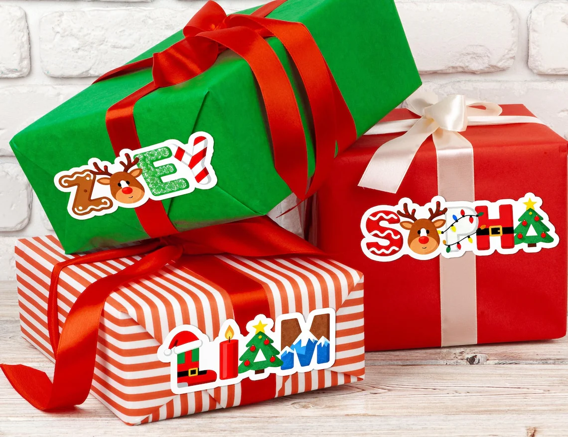 Personalized Christmas Name Labels | Custom Gift Stickers - Image 2