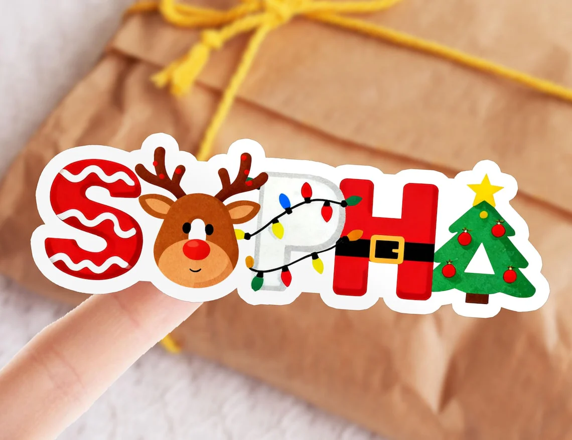 Personalized Christmas Name Labels | Custom Gift Stickers - Image 3