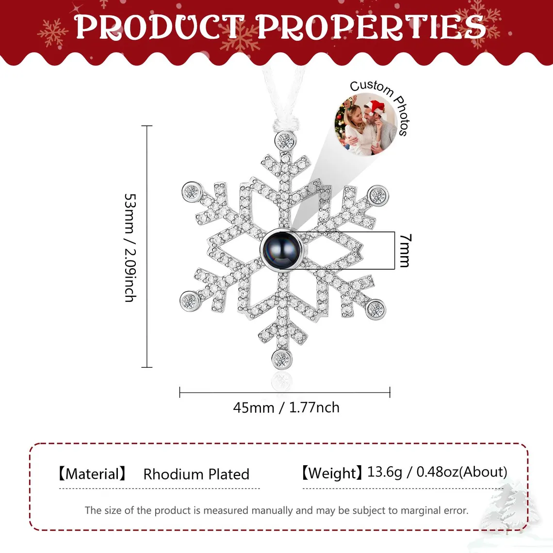 Personalized Christmas Snowflake Ornament – Custom Photo Bauble - Image 5