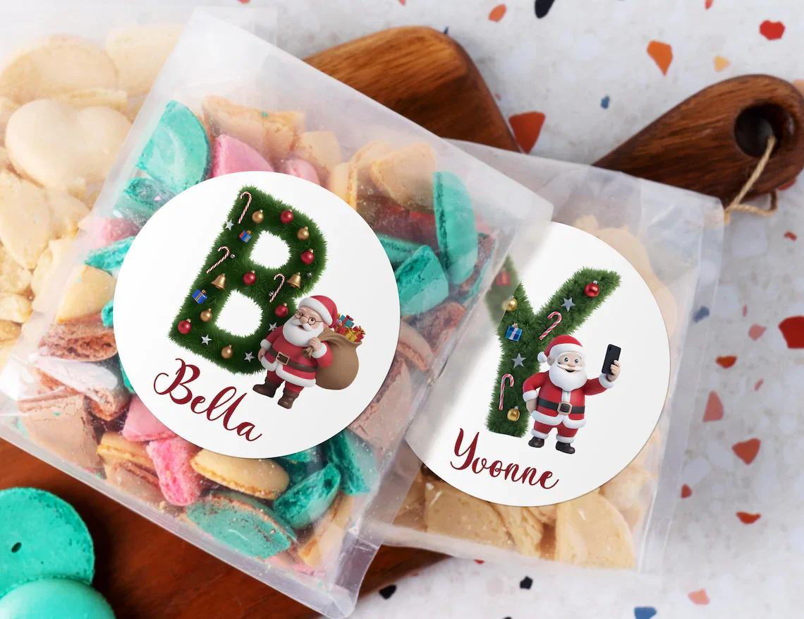 Personalized Christmas Tree Stickers – Custom Name Gift Labels - Image 3