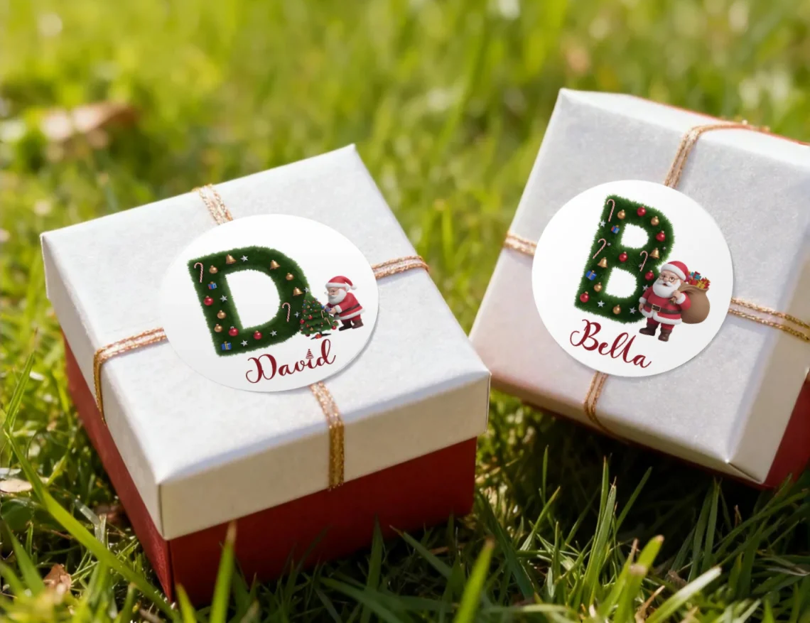 Personalized Christmas Tree Stickers – Custom Name Gift Labels - Image 4