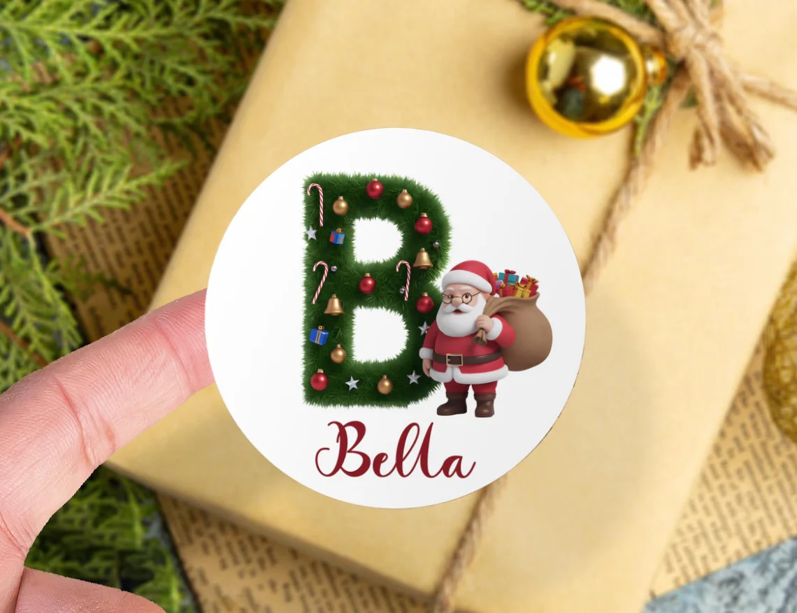 Personalized Christmas Tree Stickers – Custom Name Gift Labels - Image 5